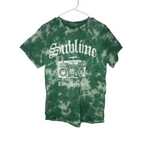 Sublime Band Tee Acid Wash Oversized Distressed Black Green Size M NWOT